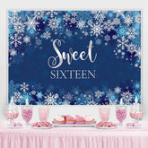 Lofaris Winter Blue Snowflake Boy Sweet Sixteen Birthday Backdrop